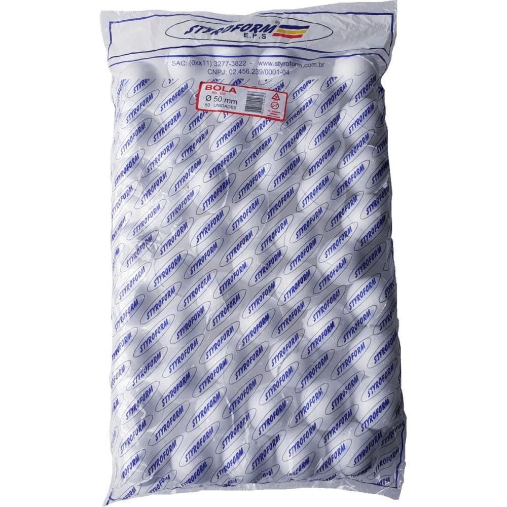 Bola De Isopor eps 050 Mm Pacote Com 50 Bolinhas
