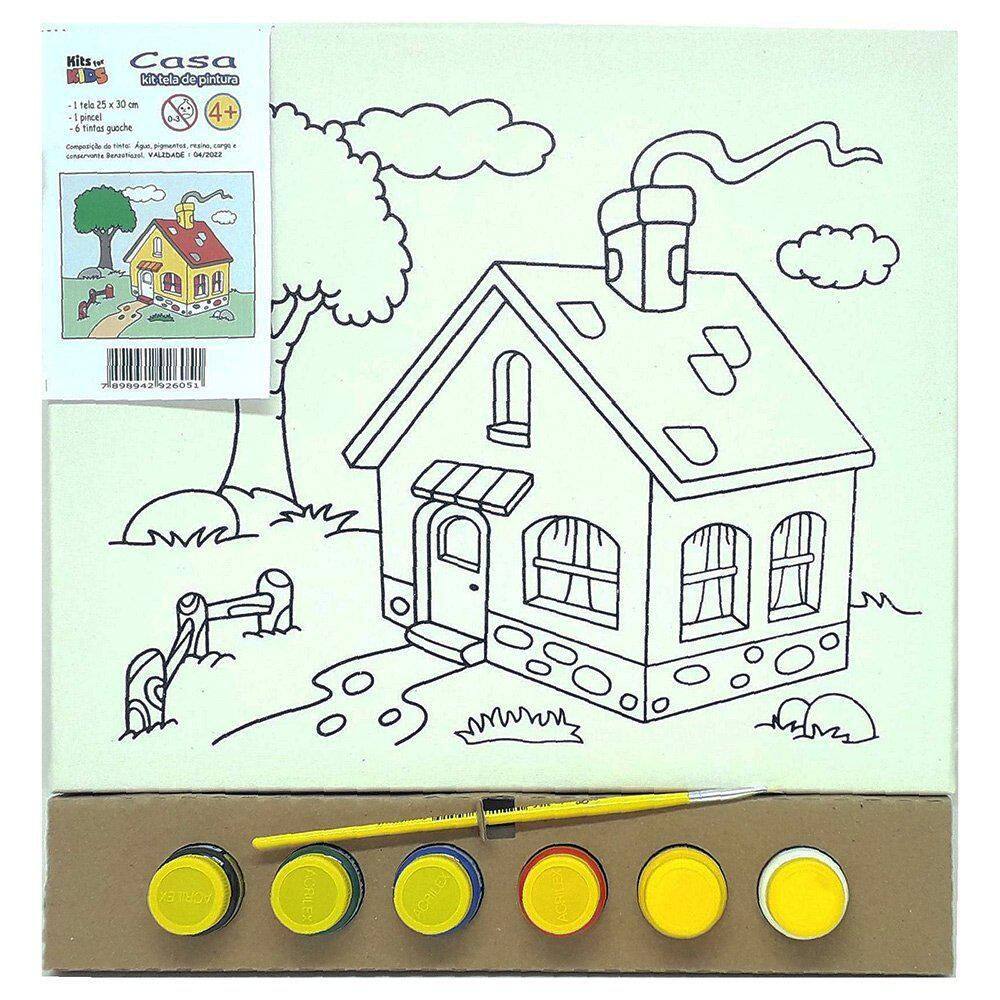 Kit Pintura Tela 25X30Cm Casa - Kits For Kids