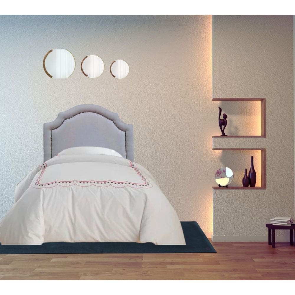 Cabeceira Provençal Solteiro com Tachas em Corino Cinza