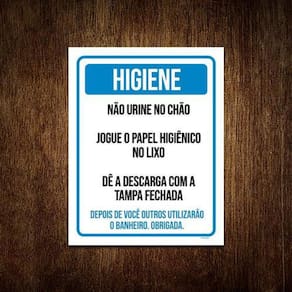 Placa De Sinalização - Higiene Não Urine No Chão 18x23