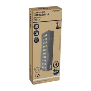 Luminaria Emergencia Avant 30 Leds 1W Preto 6,0K
