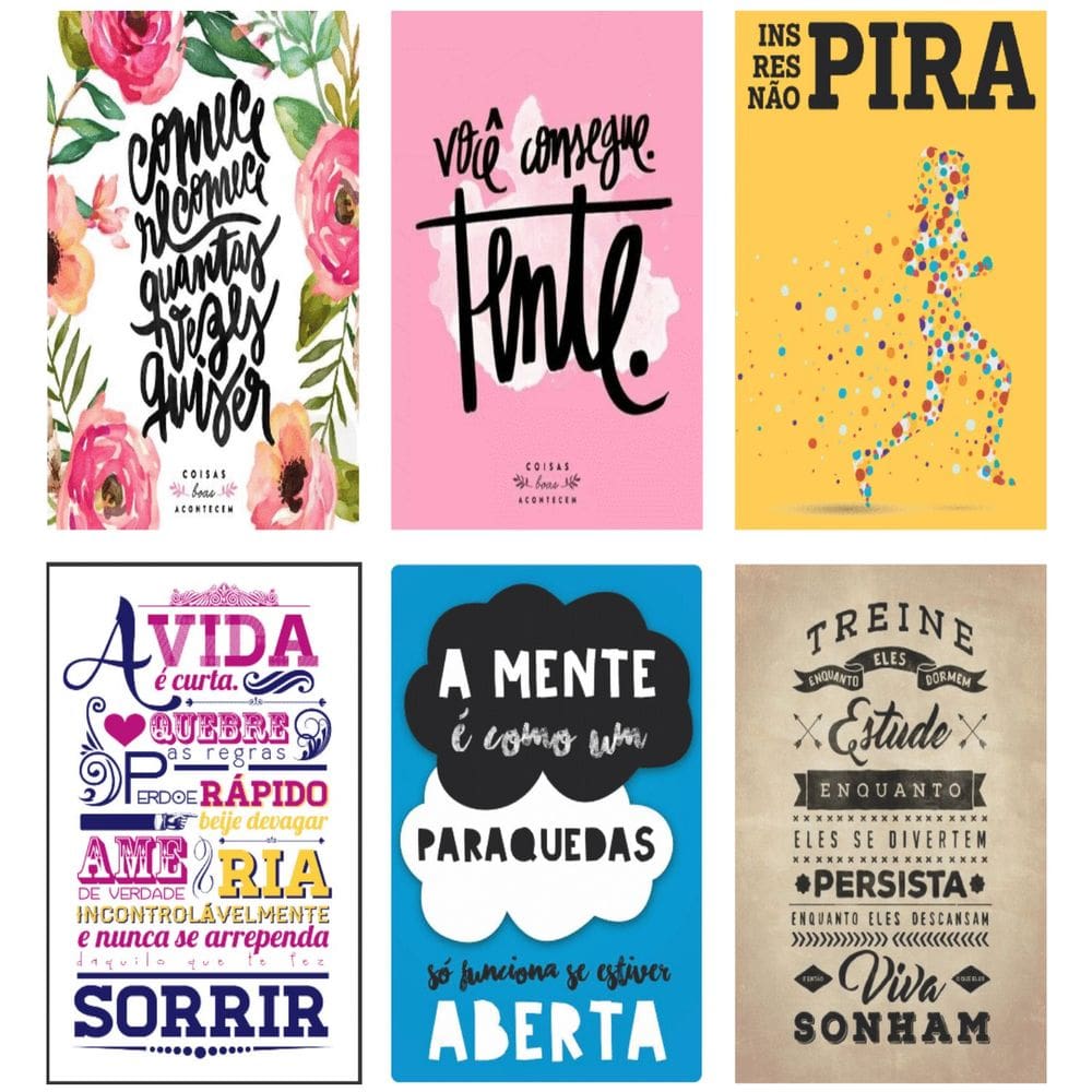 Kit 6 placas decorativas motivacionais MDF