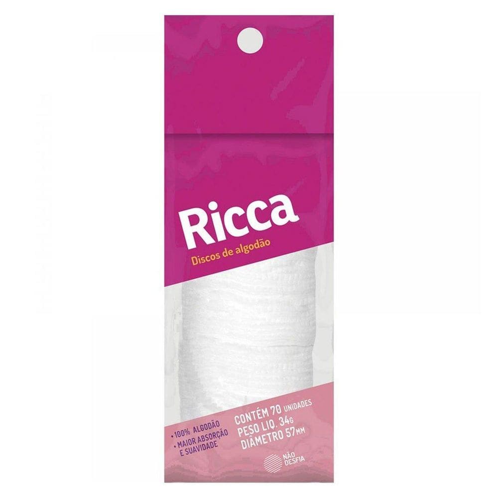 Discos De Algodão Ricca 70 Unidades