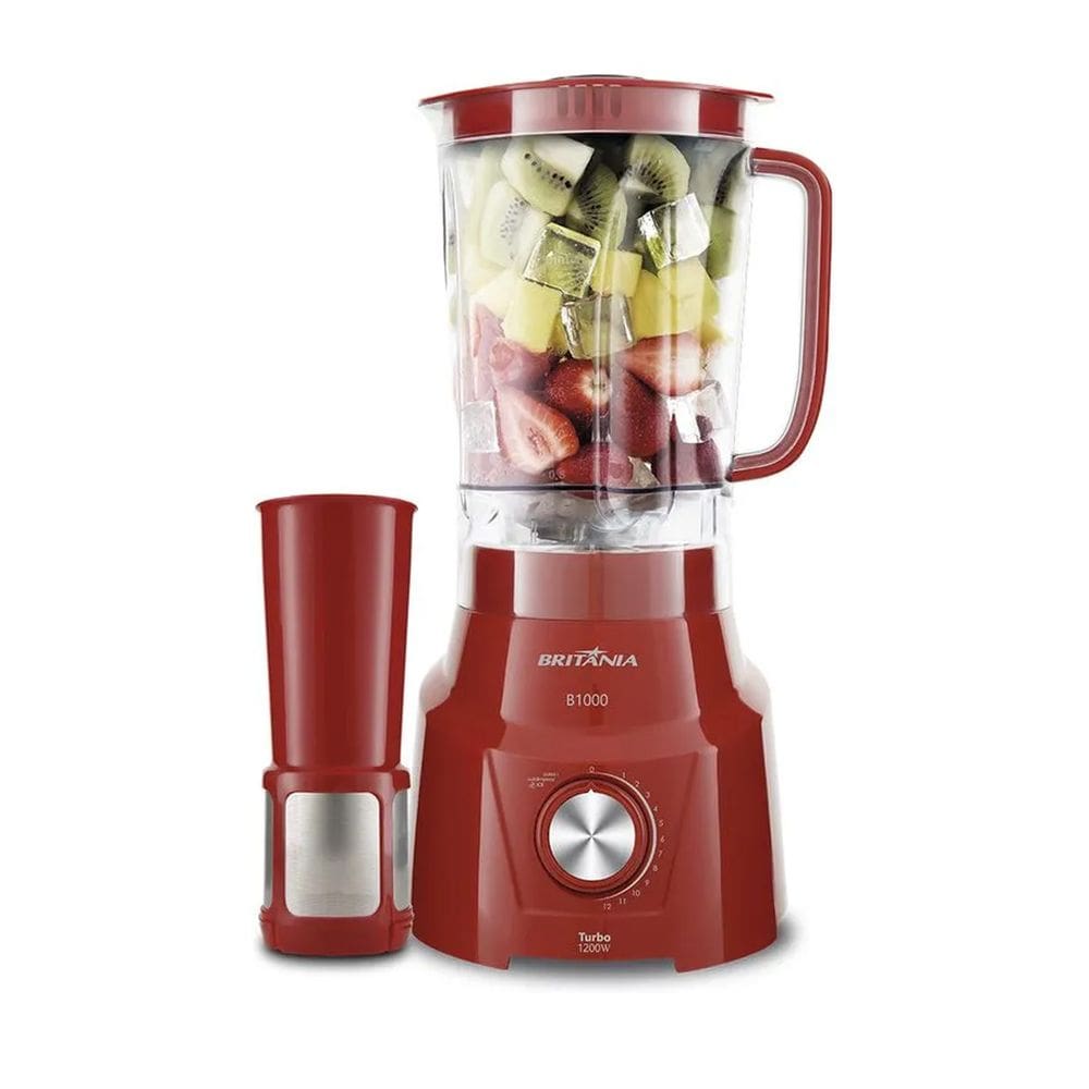Liquidificador Britânia B1000 3L Filtro 12 Velocidades + Pulsar 1200W Vermelho