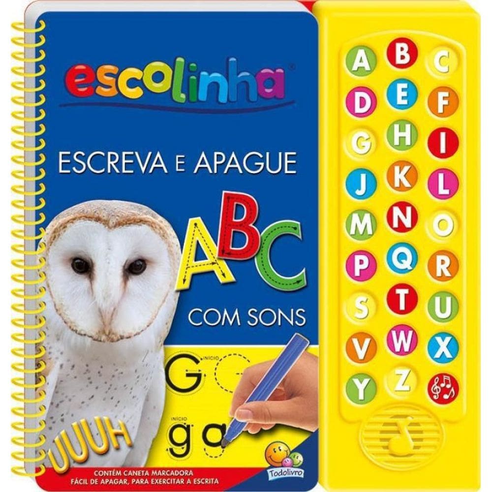 Livro Escolinha Escreva E Apague Abc Com Sons