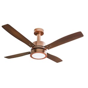 Ventilador De Teto Vintage Bronze Led 4 Pás Tabaco 220V