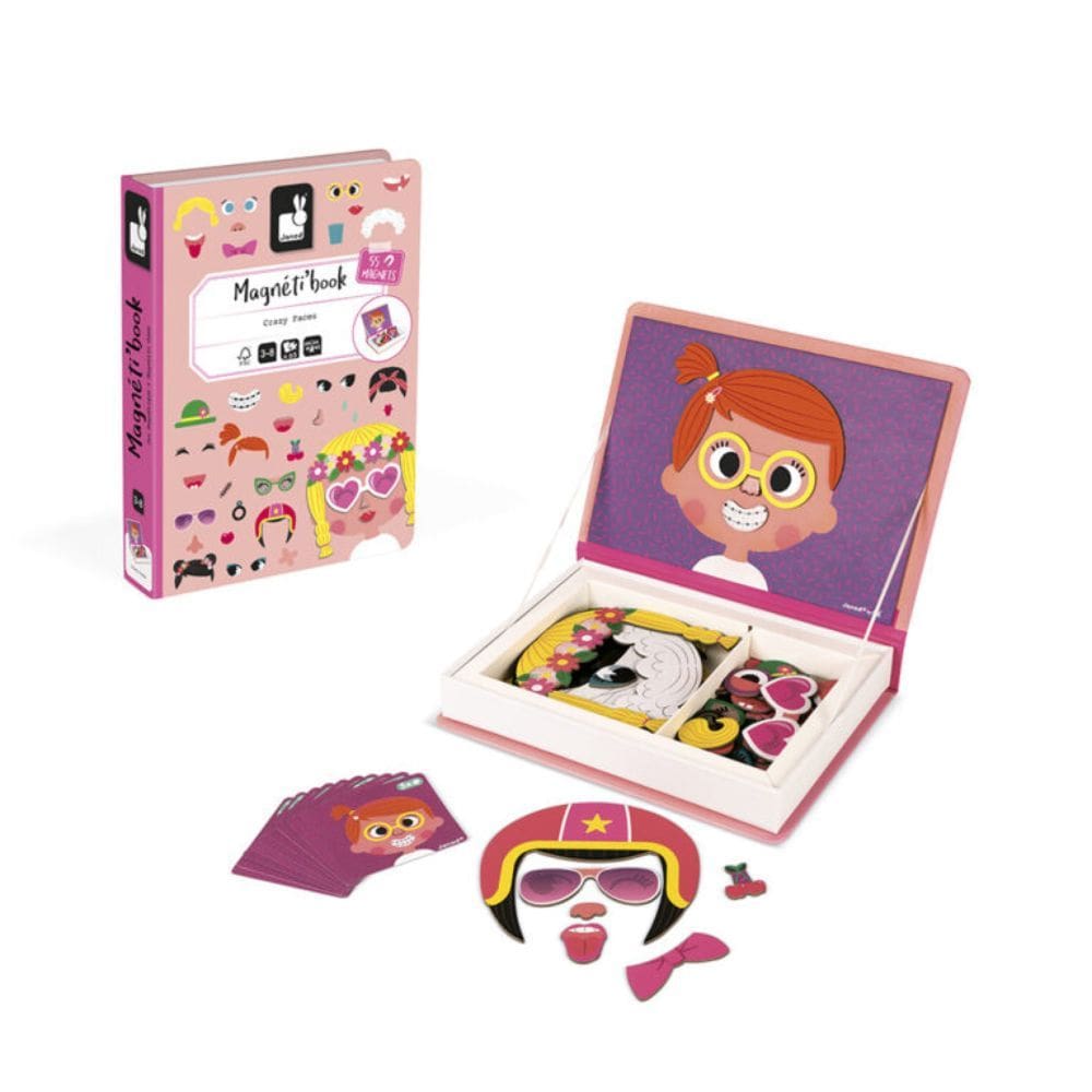 Livro Magnético Crazy Faces Meninas 65 peças - janod