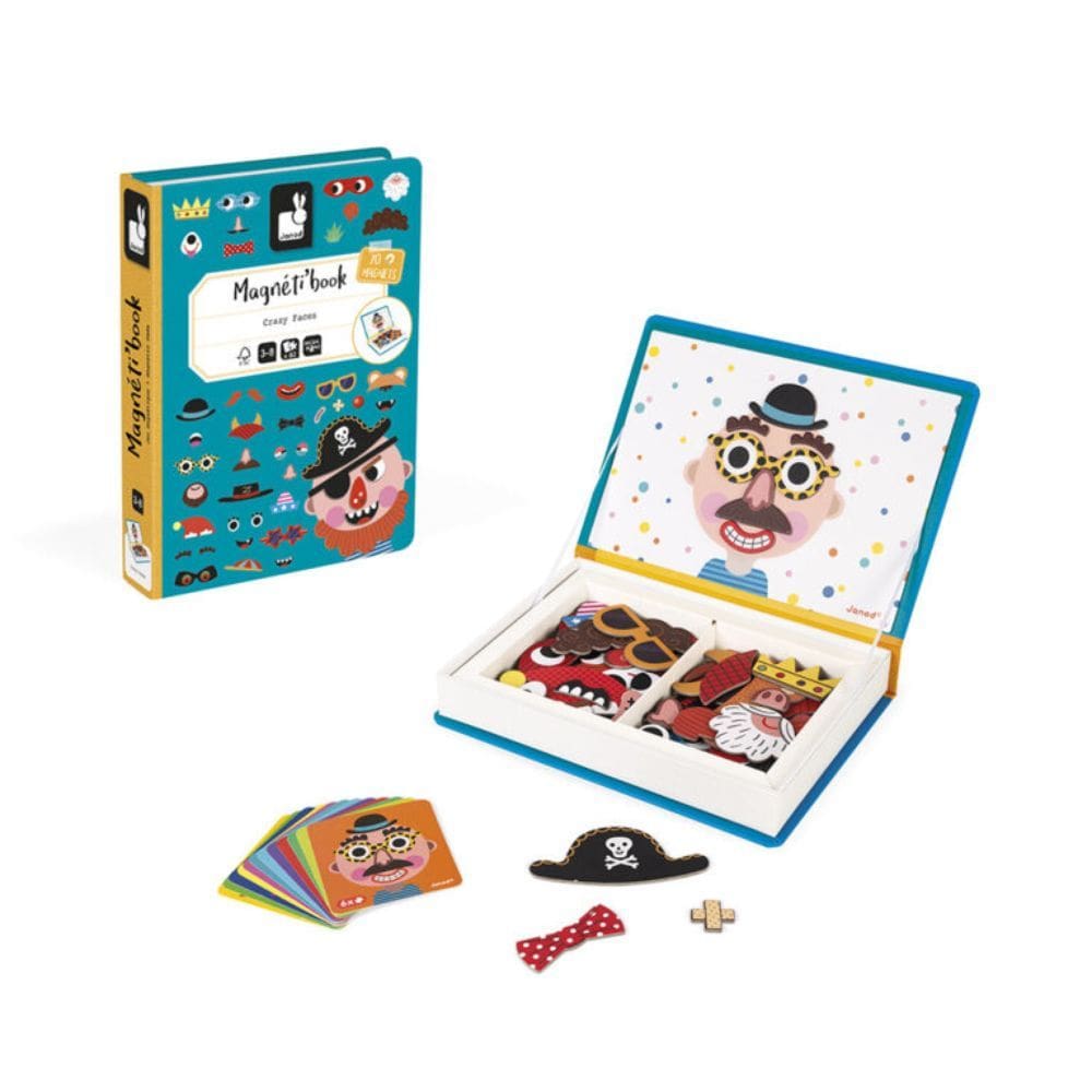 Livro Magnético Crazy Faces Meninos 82 peças - janod