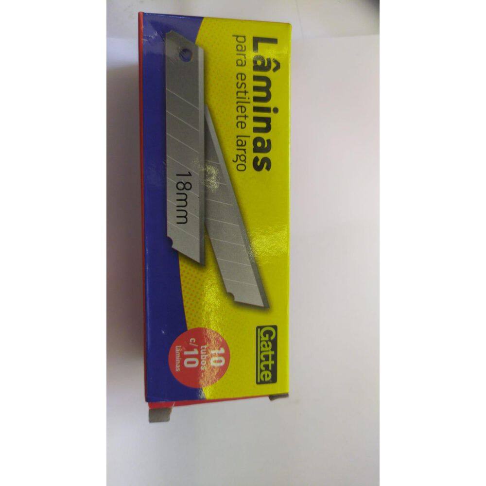 Lâmina Larga Para Estilete 18Mm - Tubo Com 10 Lâminas