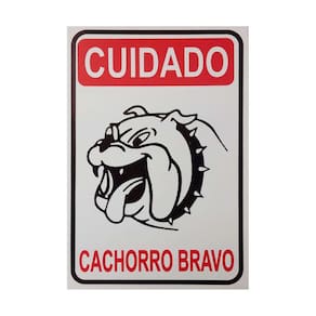 Placa De Sinalização Cuidado Cachorro Bravo 20X30 - Ps28 F5E