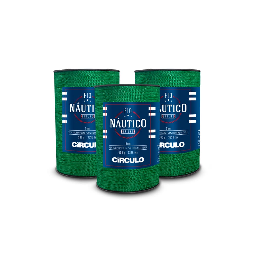 Kit 3 Fio Náutico Brilho Círculo - Cor 5350 - Verde