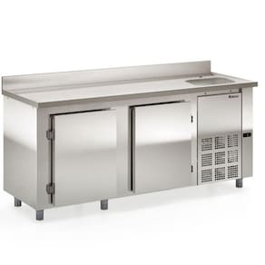 Balcão De Encosto Com 2 Portas E 1 Pia Lado Direito Gbfe200cd Gelopar Balcão 556 Litros Inox 220v