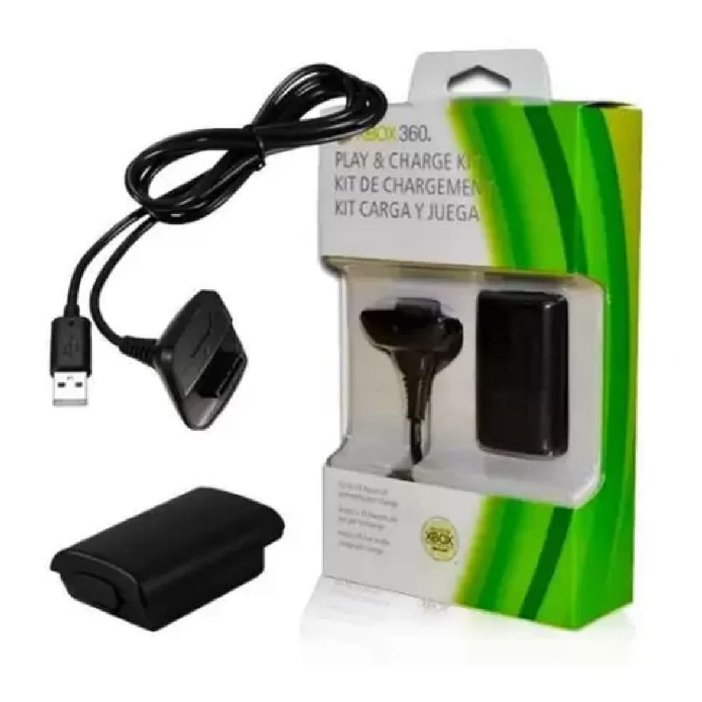 Bateria Xbox 360 4800 Mah + Cabo e Carregador - Preto
