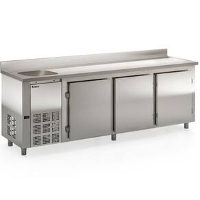 Balcão De Encosto Com 3 Portas E 1 Pia Lado Esquerdo Gbfe250ce Gelopar Balcão 765 Litros Inox 220v