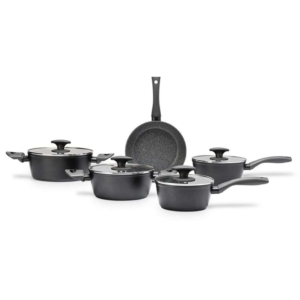 Jogo de Panelas Brinox Ceramic Life Orion Conjunto Indução Cerâmico Antiaderente 5 Peças Preto
