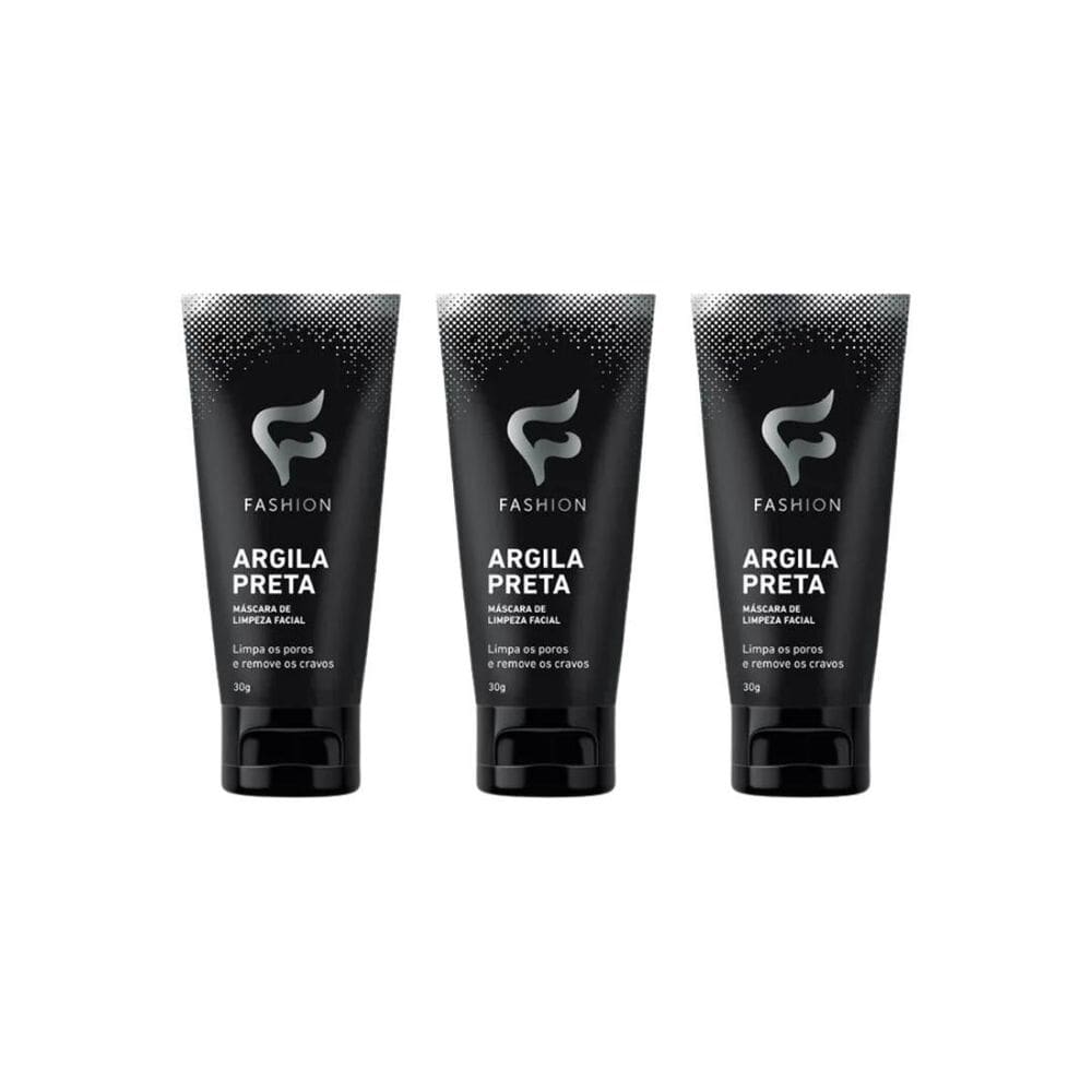 Mascara Facial Fashion Argila Preta Remove Cravos 30G - 3Un