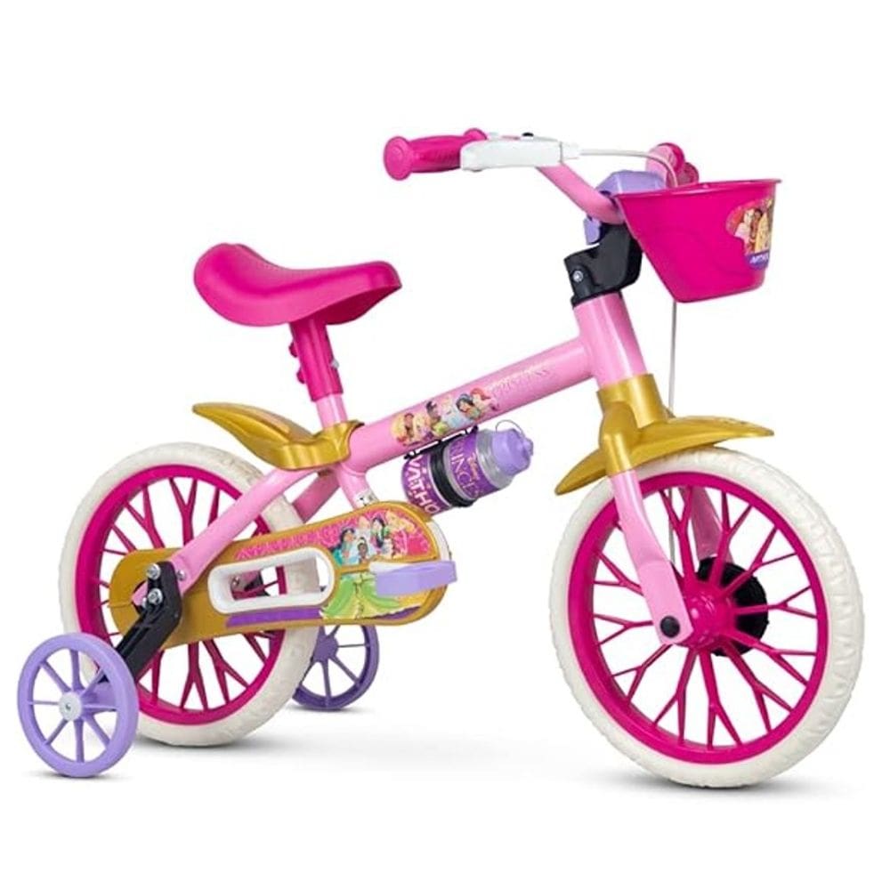 Bicicleta Aro 12 Com Rodinhas Princesas Disney - Nathor