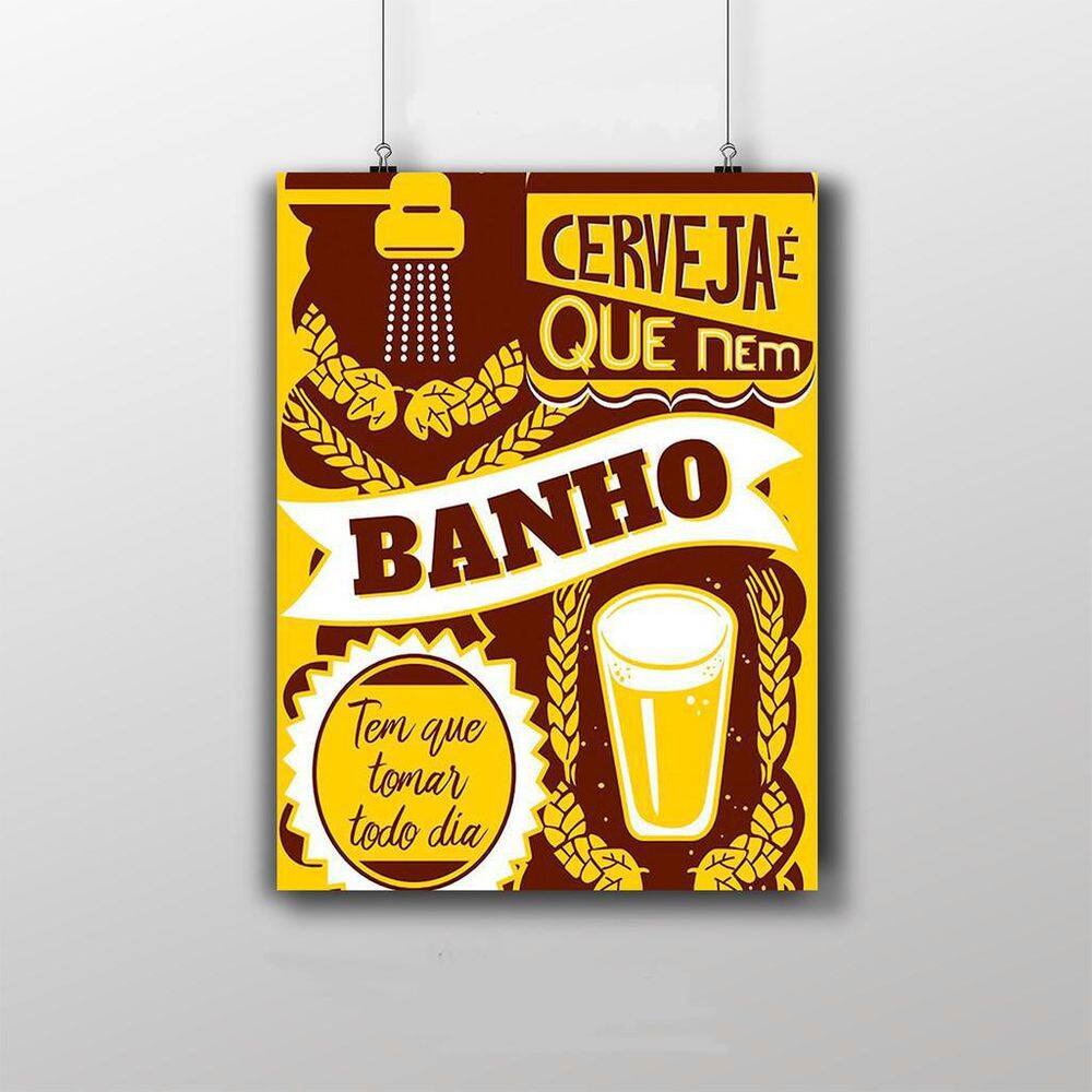 Placa Decorativa Frase 20X30Cm Cerveja É Que Nem Banho