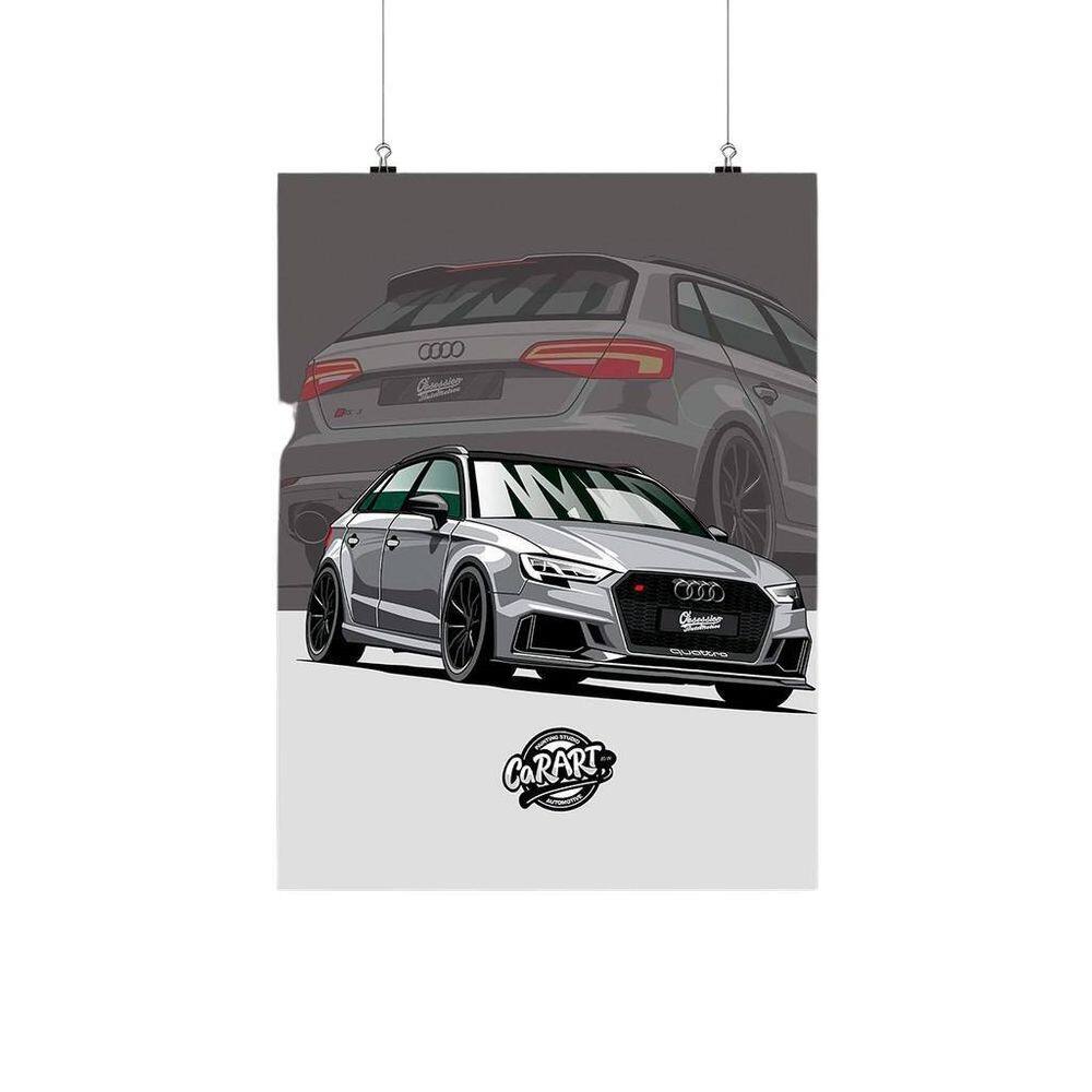 Placa Decorativa Carro Audi A3 20X30Cm Desenho Arte