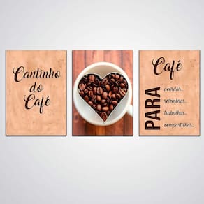 Quadro Decorativo 3 Peças Cantinho Do Café