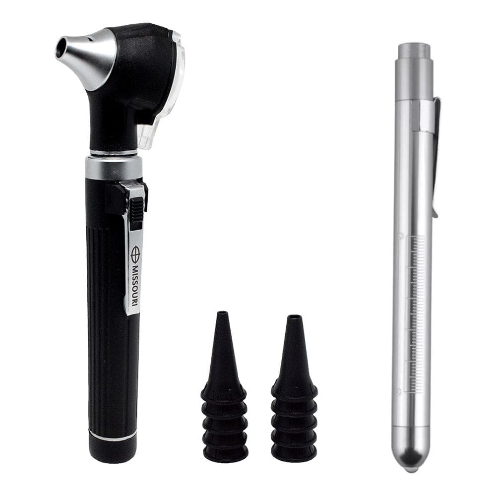 Kit Otoscopio Led De Fibra Optica + Lanterna Clinica Led