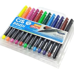 Marcador CiS Brush Ponta Pincel Aquarelável - 12 Cores