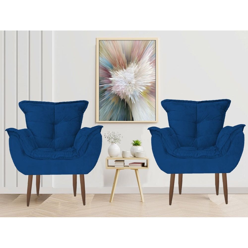 Poltrona Decorativa Parana Para Sala Confortável Marinho