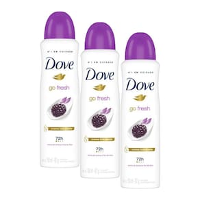Kit com 3 Desodorantes Antitranspirantes Aerosol Dove Go Fresh Amora e Flor de Lótus 150ml