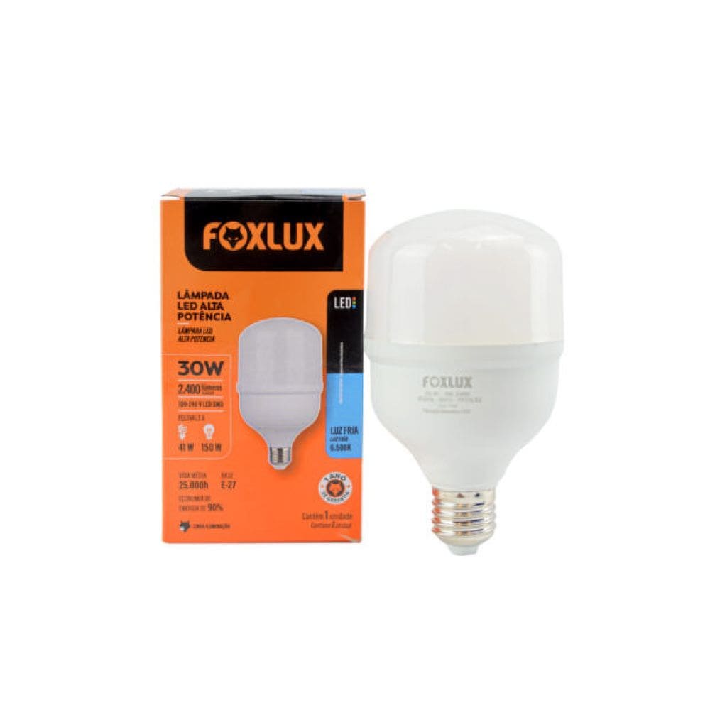 Lâmpada LED 30W Bulbo de Alta Potência Bivolt 6500K Foxlux