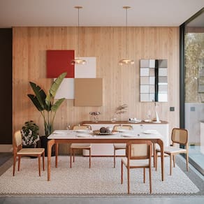 Mesa de Jantar Portugal em Madeira Maciça e Mdf L 180 X P 90 X Alt 77 Natural/Branco