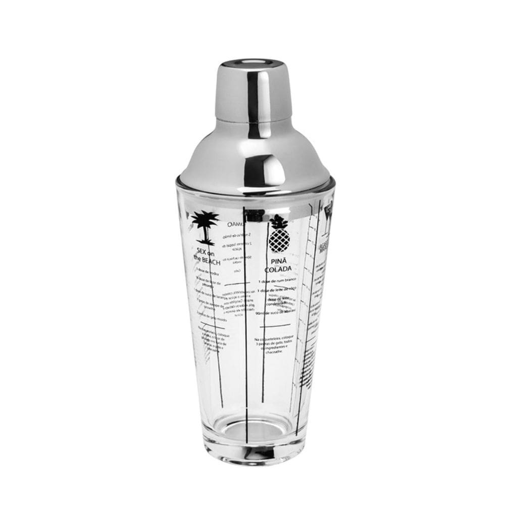 Coqueteleira de Vidro C/ tampa de Aço Inox 420ml Lyor