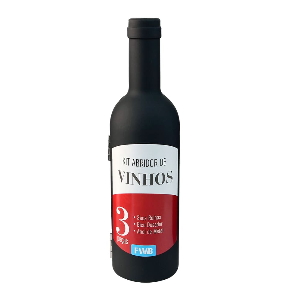 Kit Abridor De Vinhos Estilo Garrafa Decorativa Com 3 Peças