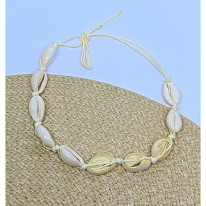 Colar Choker Feminino Masculino Conchas Búzios estrela do Mar Fio Encerado Gargantilha Tendência Moda Verão Praia