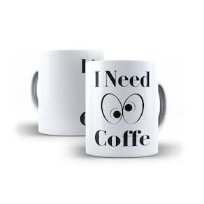 Caneca I Need Coffe Humor Em Cerâmica 325Ml Branca