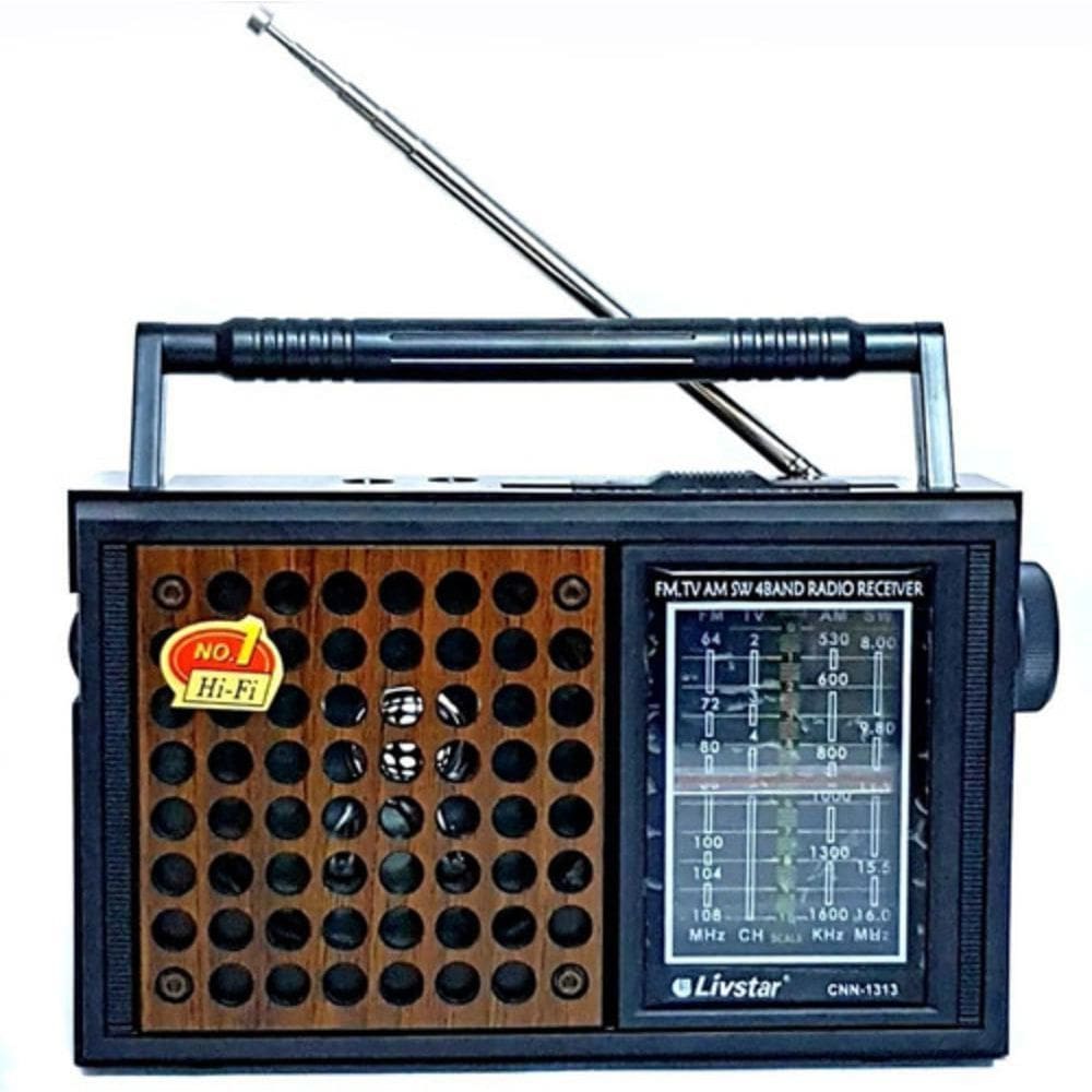 Rádio Portátil Retro AM/FM Livstar CNN 1313 - Marrom/Preto