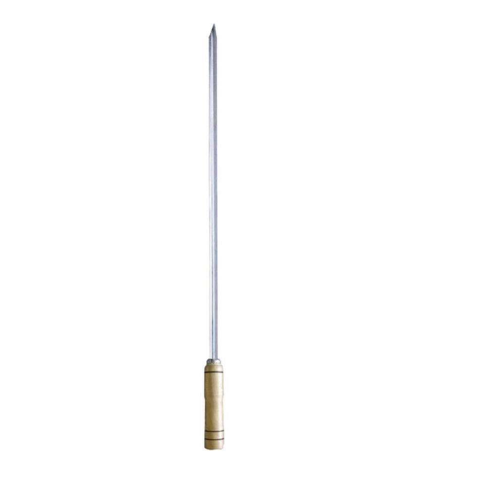 Espeto Simples Aço Inoxidável Cabo Madeira 75Cm Simonaggio