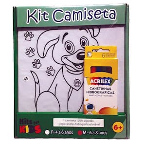Kit Pintura Em Camiseta Cachorro - Tamanho M De 6 A 8 Anos