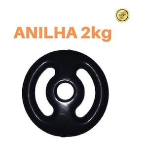Anilha 2Kg Emborrachada Super Premium Preta Academia/Casa