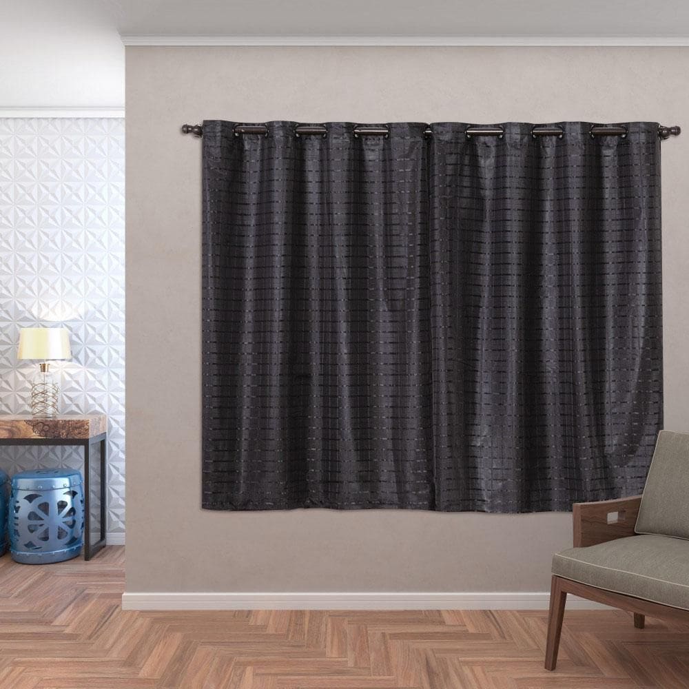 Cortina Blackout 2,80X1,60 Voal Corta Luz Sala Quarto Preto