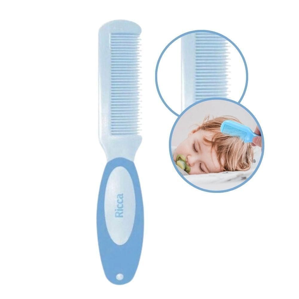 Pente De Cabelo Baby Azul Infantil Bebê com Pontas Arredondadas Ricca