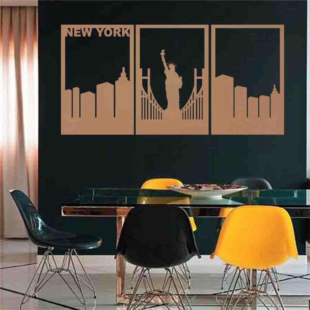 Quadro Decorativo Vazado New York MDF 3mm Preto
