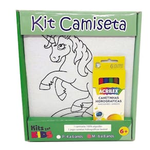 Kit Pintura Em Camiseta Unicórnio Tamanho P De 4 A 6 Anos