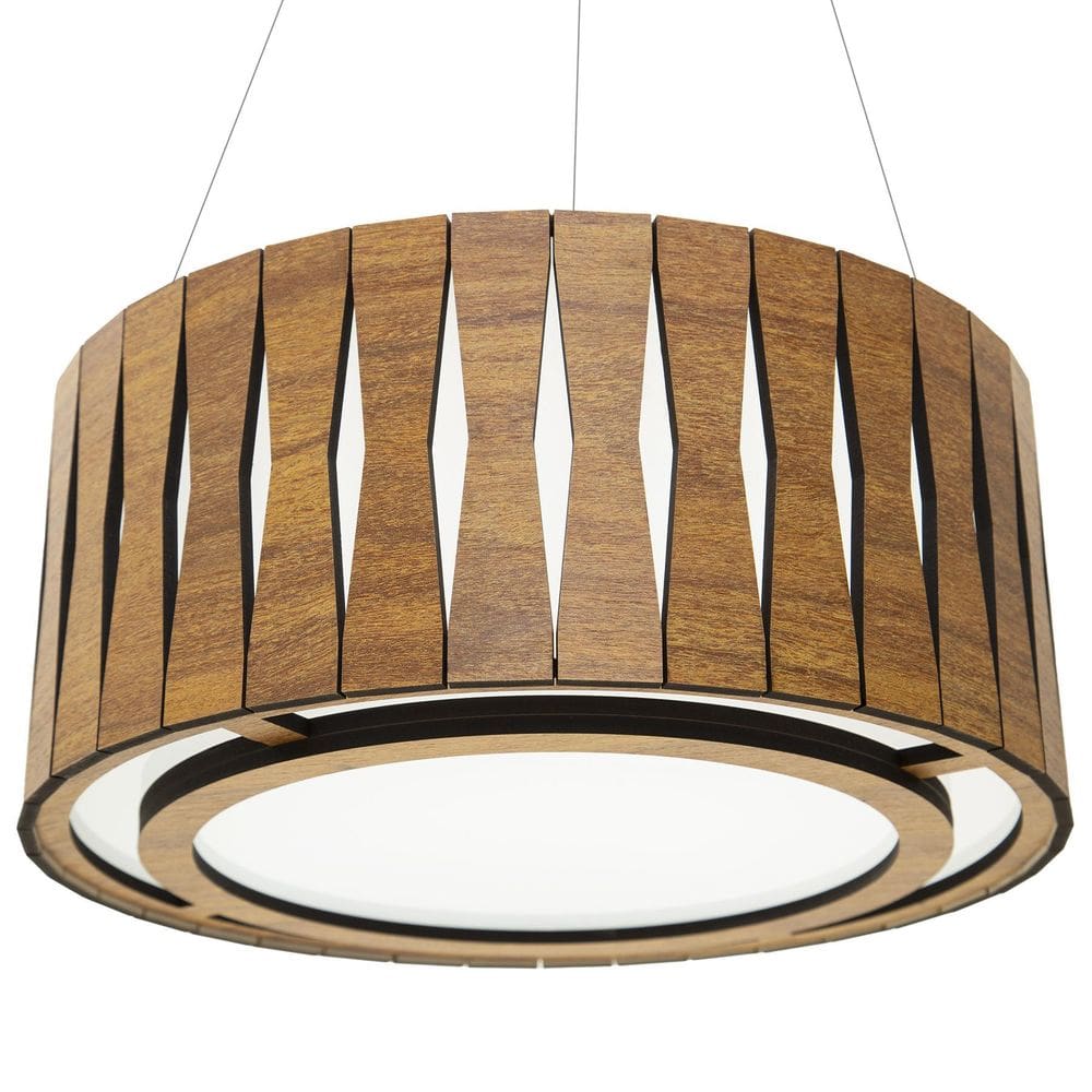 Lustre Decorativo Madeira Pendente Redondo Guaritá 60Cm