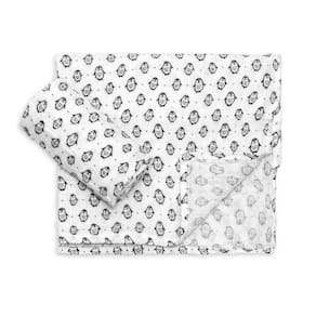 Kit 2 Peças Cueiro Vira Manta Swaddle Pinguim Branco E Preto