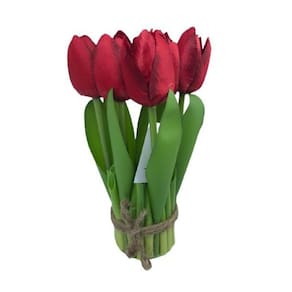 Arranjo de Flor 7 Tulipas Artificial 19cm - Lily - Vermelho