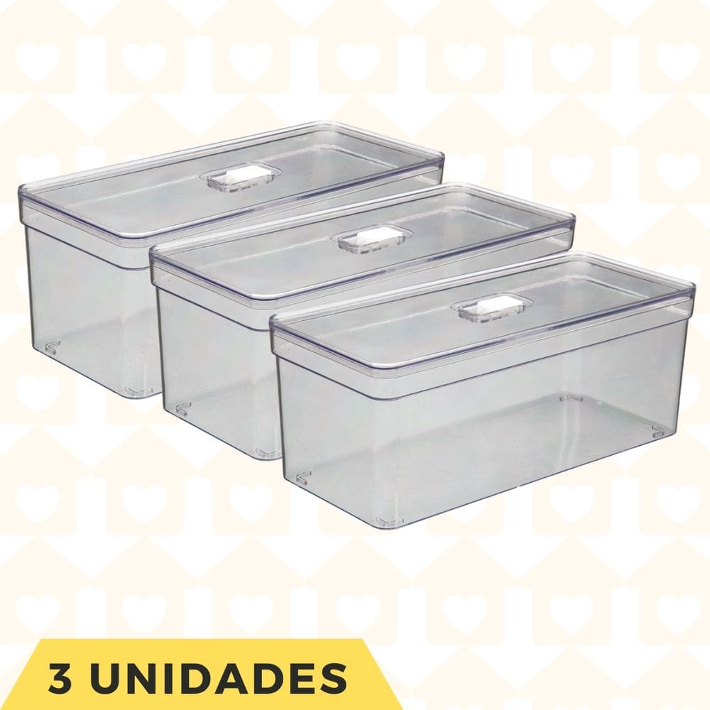 Jogo 3 Organizadores De Geladeira Porta Ovos 40un 6,8l Tampa