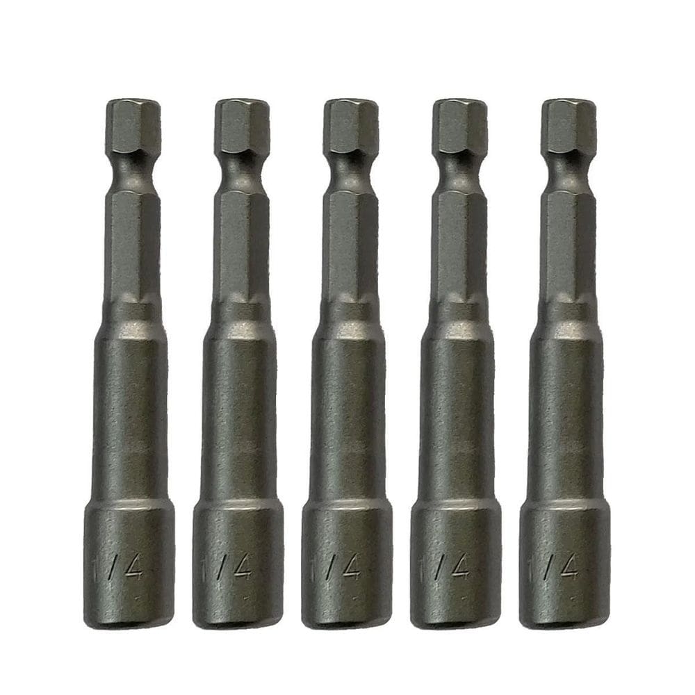 Kit 5 Soquete Sextavado Canhão Magnético 1/4 X 65Mm Aço Cr-V