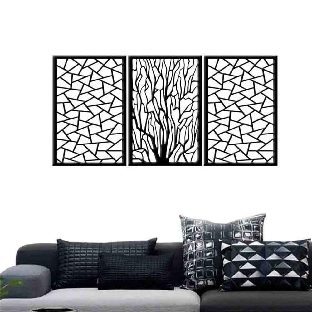 Quadro Decorativo Galhos Geométrico 3Mm Vazado - Mdf