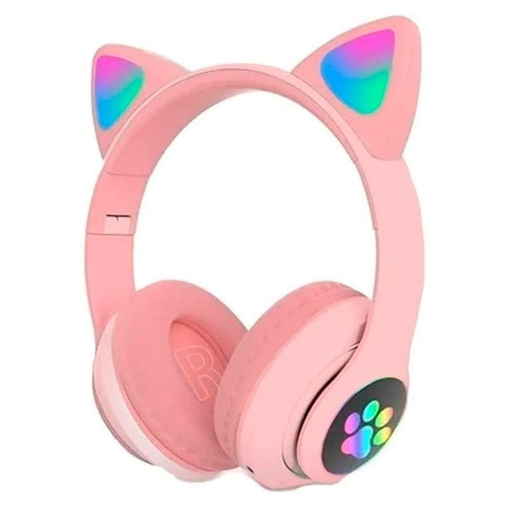 Fone De Ouvido Orelha De Gatinho Rosa Bluetooth 5.0 - BTO28C