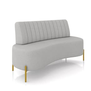 Sofá 2 Lugares Living 160cm Pé Ferro Dourado Maraú Linho Cinza K01 - D`Rossi